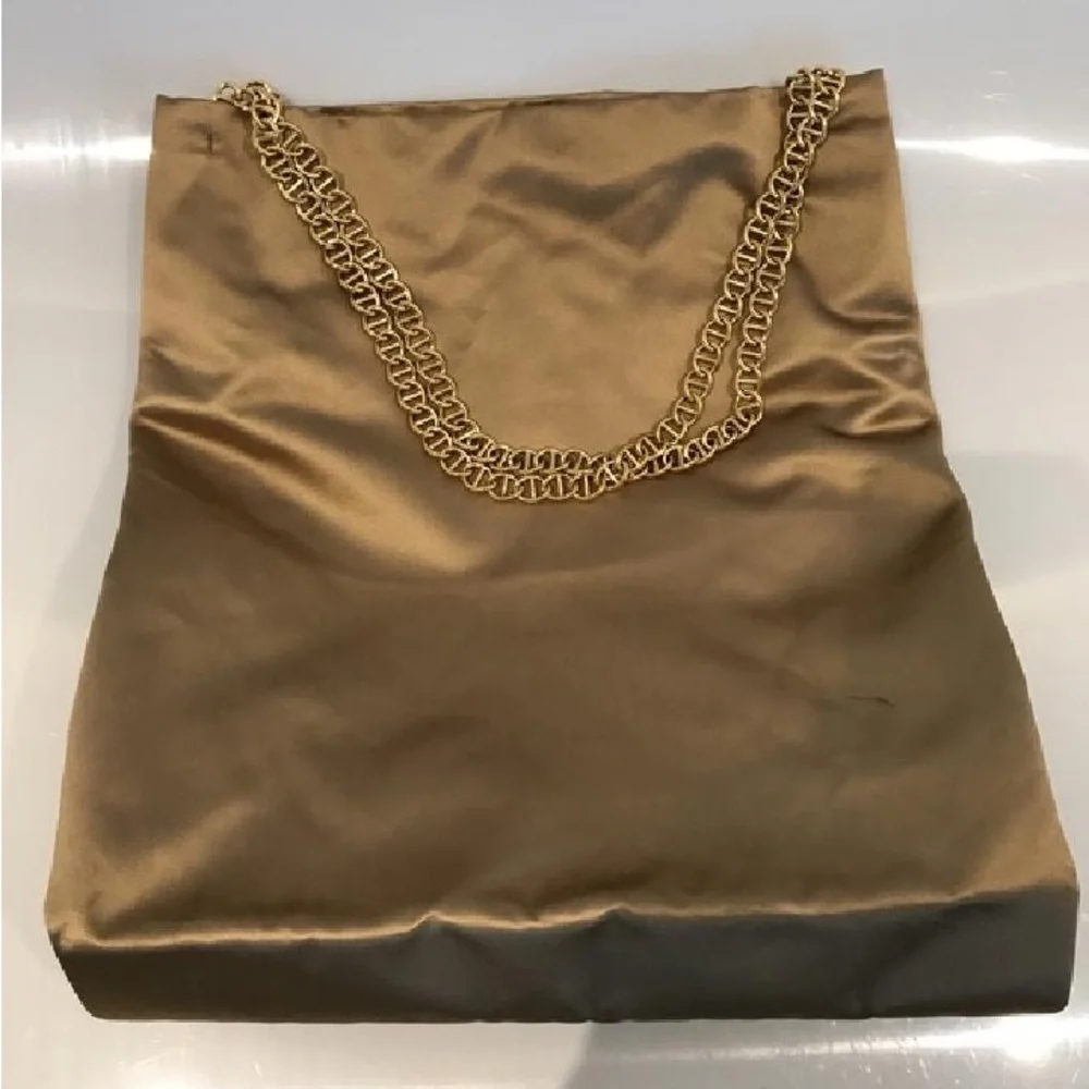 Prada Raso Satin Gold Shoulder/Tote Bag Chain Link Vintage Y2K Baddie - Picture 2 of 9